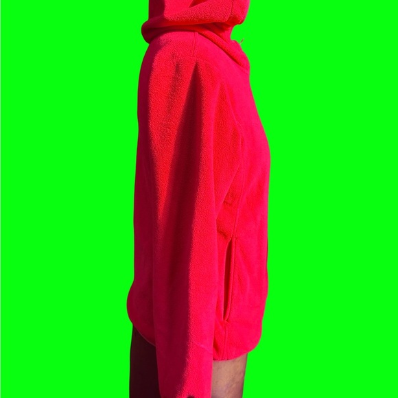 Pink fleece hoodie, zip-up with pockets - Picture 2 of 16